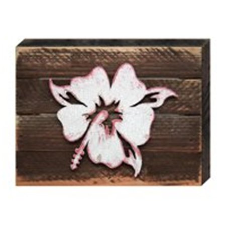 DESIGNOCRACY Hibiscus Flower Art on Board Wall Decor 9842118